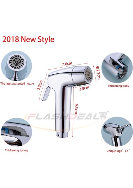 Iflashdeal Bide Sprey Banyo Tuvalet Duş Için El Bide Püskürtücü Bebek Bezi Temizleyici El Püskürtücü Su Püskürtme Temizleme Hijyenik Nozul Abs Kabuk Ayarlanabilir Su Basıncı (Yurt Dışından)