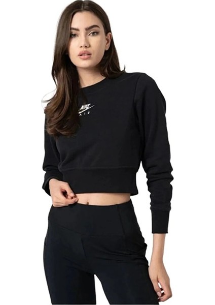 Air Kadın Crop Sweatshirt Rahat Kesim ve Siyah Renk ile Şık Sezonluk Tercih
