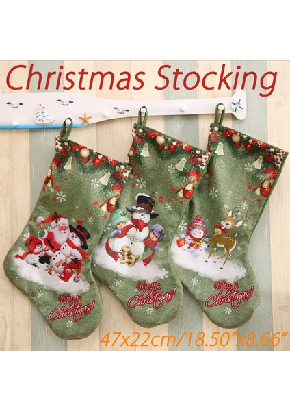 Noel Çorabı Çorap Noel Baba Şeker Hediye Çantası Ağacı Asılı Dekor 18.5 (Yurt Dışından)