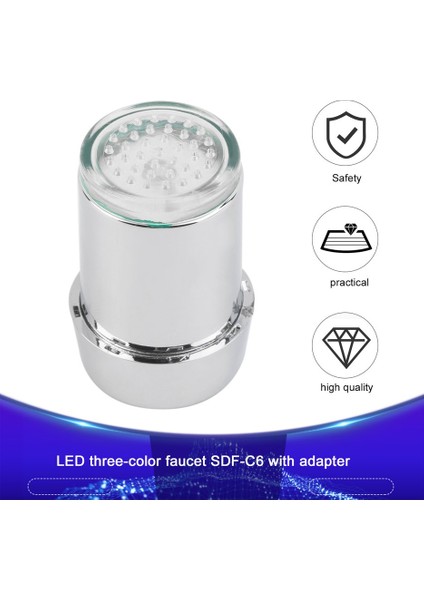 Büyülü 3 Renk Sensörü Rgb LED Işık Su Musluk Musluk Sıcaklık Sensörü Gümüş (Yurt Dışından) fiyatları