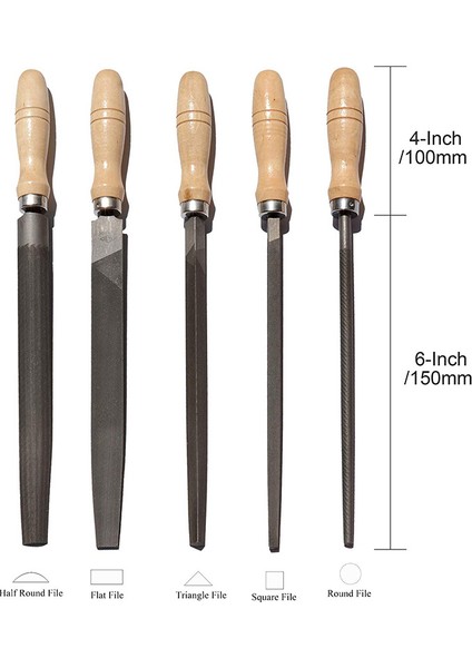 Ahşap Saplı Yüksek Karbonlu Çelik Eğe Seti Ahşap, Metal, Plastik Için Törpü Eğesi, 5 Parça (Çelik Eğe) (Yurt Dışından) indirimleri