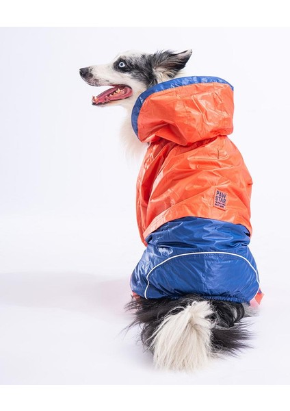 Bicolor Turuncu-Lacivert Polarlı Su Geçirmez Orta-Büyük Irk Köpek Yağmurluk Tulum indirimleri