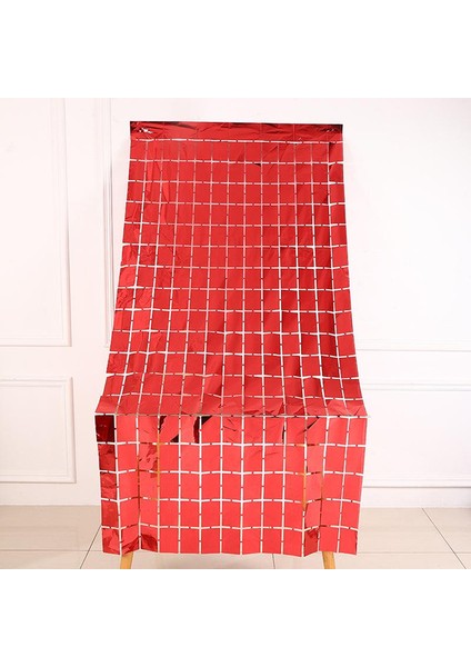 Metalize Kırmızı Pötikare Desenli Arka Fon Süs 100X200 cm