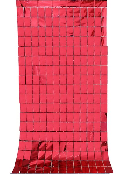 Metalize Kırmızı Pötikare Desenli Arka Fon Süs 100X200 cm fiyatları
