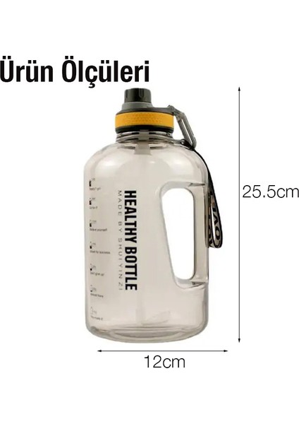 Şeffaf Motivasyon Matara 2200 ml Suluk Su Şişesi - Bpa Içermez