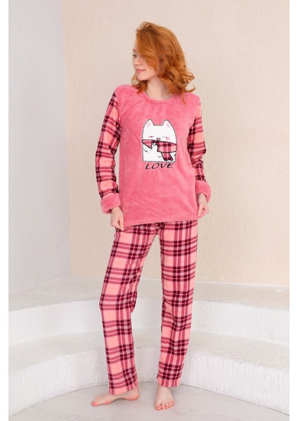 Kışlık Kadın Welsoft Polar Pijama Takımı - Yeni Yıl Pijaması