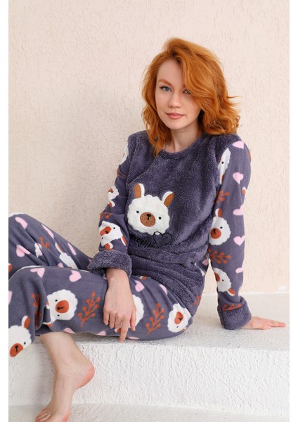 Kışlık Kadın Welsoft Polar Pijama Takımı - Yeni Yıl Pijaması modelleri