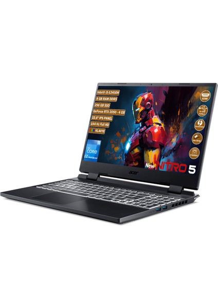 Nitro 5 Intel Core i5 12450H 8 GB 256 GB SSD Rtx 2050 4 GB Freedos 15,6" 144 Hz Fhd IPS Taşınabilir Bilgisayar NH.QMZEY.003