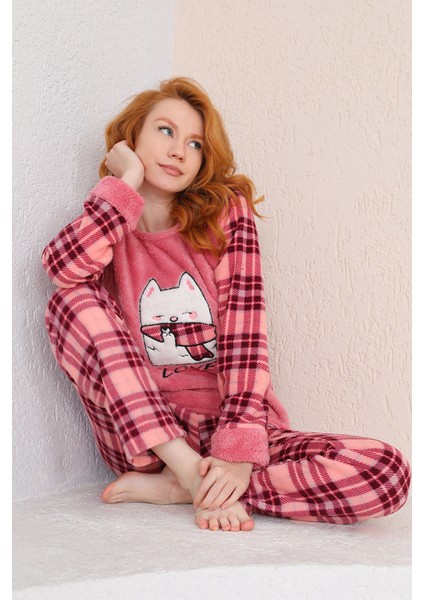 Kışlık Kadın Welsoft Polar Pijama Takımı - Yeni Yıl Pijaması