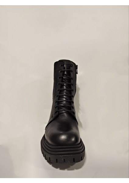Yldz-9233-1 Siyah Deri Kadın Bot Siyah