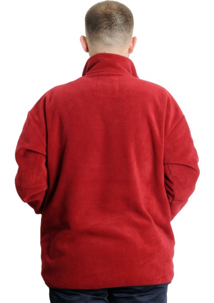 Büyük Beden Erkek Sweat Yarım Fermuarlı Garnili Polar 23552 Bordo fırsatları