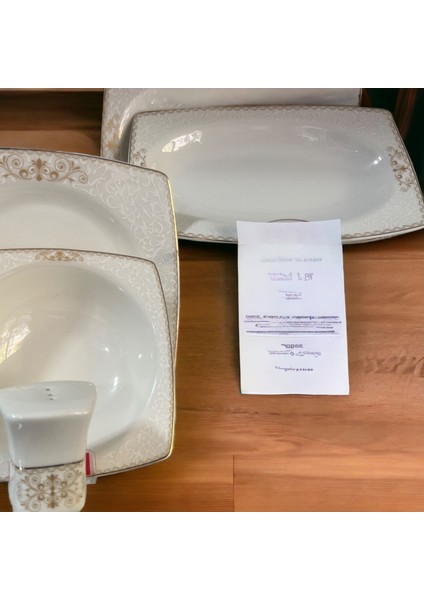 Otto Gold Kare Bone 55 Parça Yemek Takımı 12 Kişilik Yeni