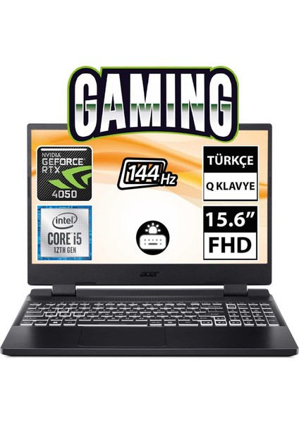 Nitro 5 AN515-58-503P NH.QLZEY.001 I5-12500H 8gb 512SSD RTX4050 15.6" Fullhd Freedos Taşınabilir Bilgisayar