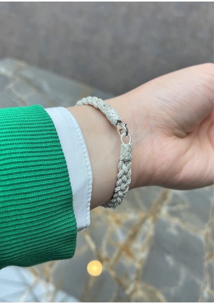Gümüş Kazaziye Zincir Dörtlü Örgü Bileklik modelleri