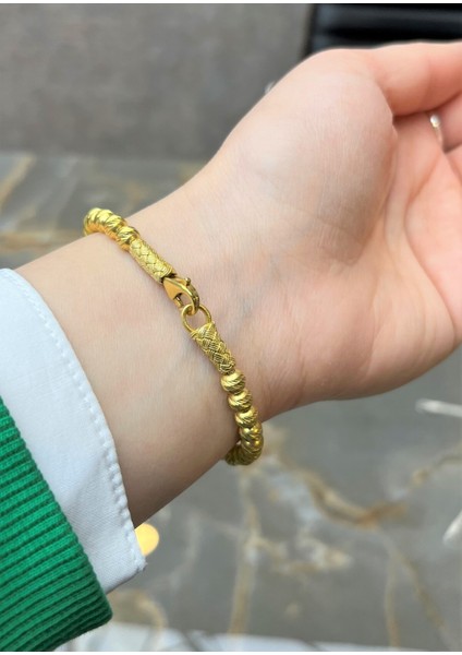 Gümüş Kazaziye Full Dorika Boncuklu Altın Yaldızlı Bileklik modelleri