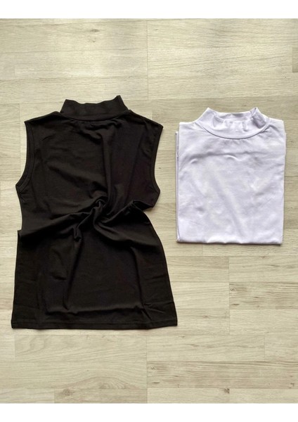 Pamuklu Likralı (4 Adet) Siyah ve Beyaziç Göstermeyen Sıfır Kol Kadın T-Shirt fiyatları