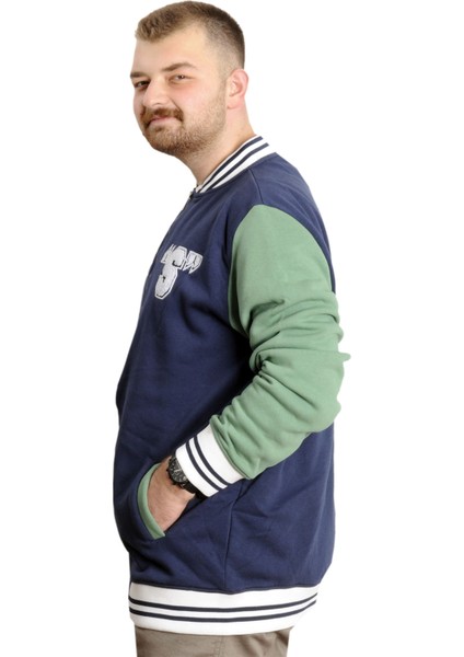 Büyük Beden Erkek Kolej Mont Baskılı Ceket 23631 Indigo fiyatları