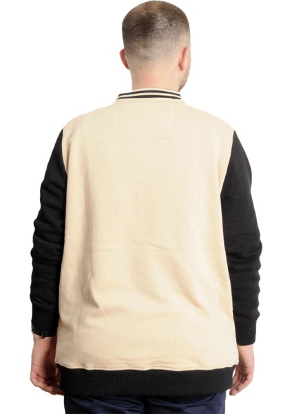 Büyük Beden Erkek Kolej Mont Baskılı Ceket 23631 Bej fırsatları