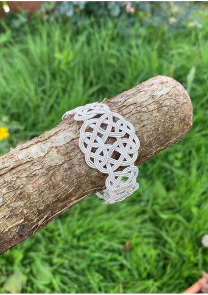 Gümüş Kazaziye Aşk Düğümü Detaylı Örgü Bileklik BIL706