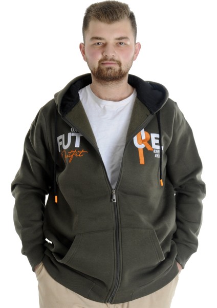 Erkek Sweat Kapşonlu Fermuarlı Future 22535 Haki