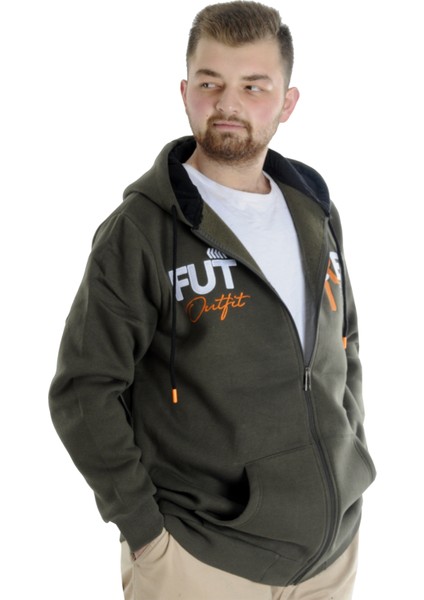 Erkek Sweat Kapşonlu Fermuarlı Future 22535 Haki