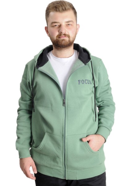 Büyük Beden Erkek Sweat Kapşon Focus 23539 Çağla