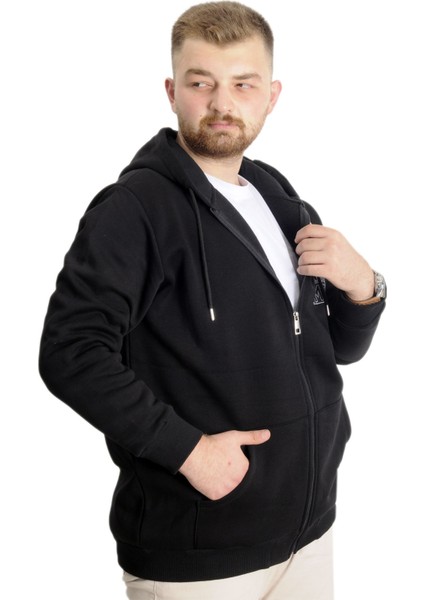 Büyük Beden Erkek Sweat Kapşon Push Your Limit 23543 Siyah