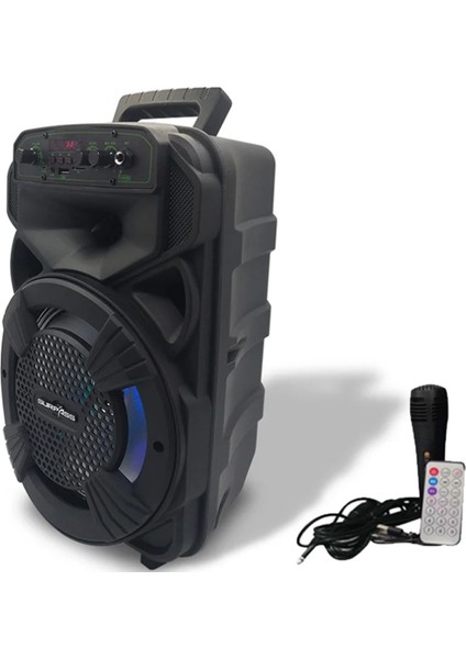 Platoon PL-4530 Bt USB Sd Aux 8 Inç Mikrofonlu Anfi Yüksek Ses Taşınabilir Rgb Işıklı Hoparlör