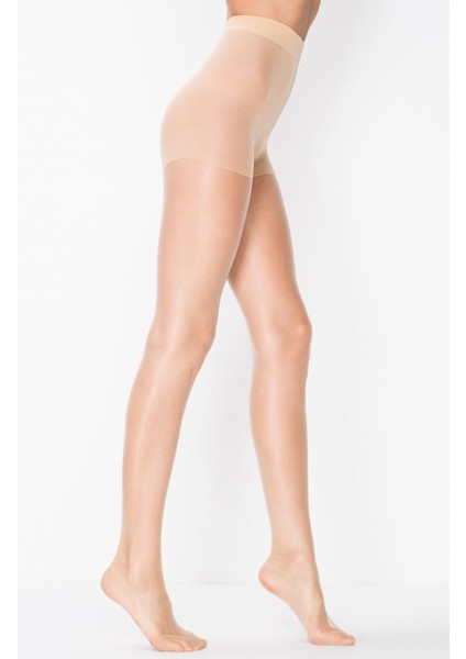 Açık Ten Renk Ince Parlak Fit 15 Likralı Külotlu Çorap