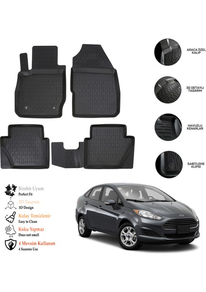 Ford Fıesta 2009-2017 3D Havuzlu Paspas Otl