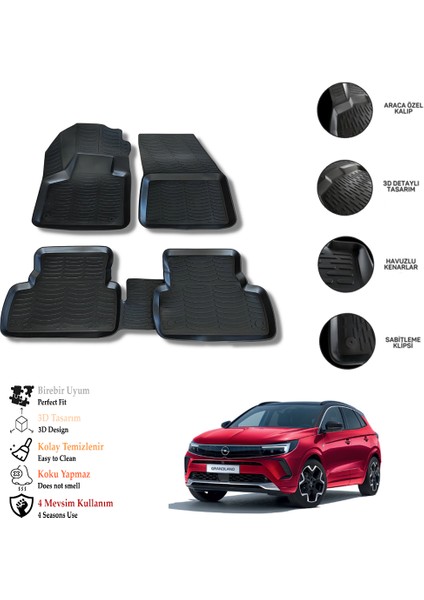 Opel Grandland x 3D Havuzlu Paspas Otl