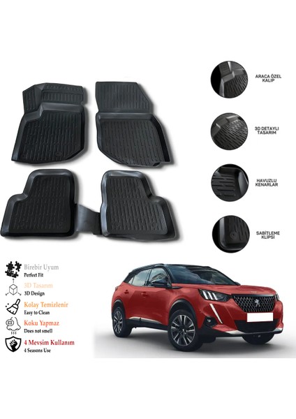 Peugeot 2008 2020 Sonrası 3D Havuzlu Paspas Otl