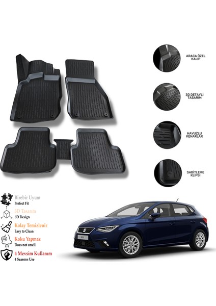 Seat Ibıza 2017 Sonrası 3D Havuzlu Paspas Otl