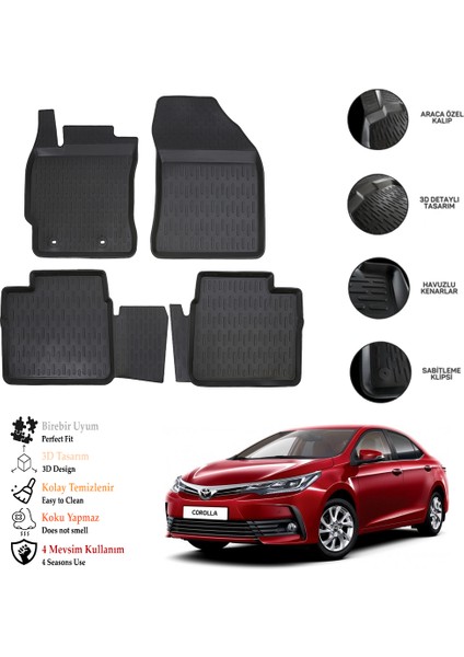 Toyota Corolla 2013-2018 3D Havuzlu Paspas Otl