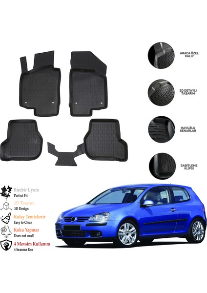 Vw Golf 5 2004-2008 3D Havuzlu Paspas Otl