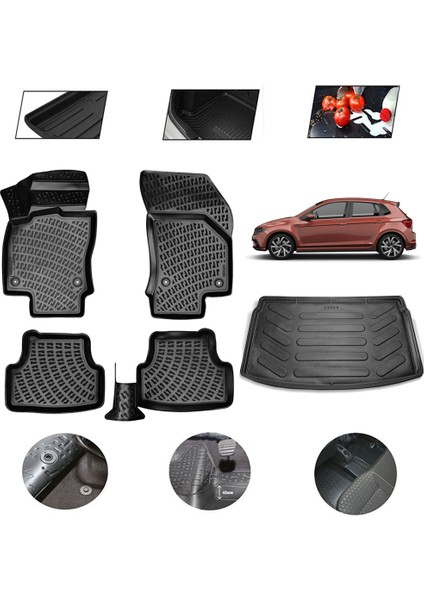 Volkswagen Polo Üst Kısım 2023 Model 4d Bagaj Paspas Set