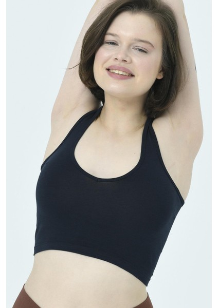 Örme Crop Body, Boyundan Bağlamalı - Lotus