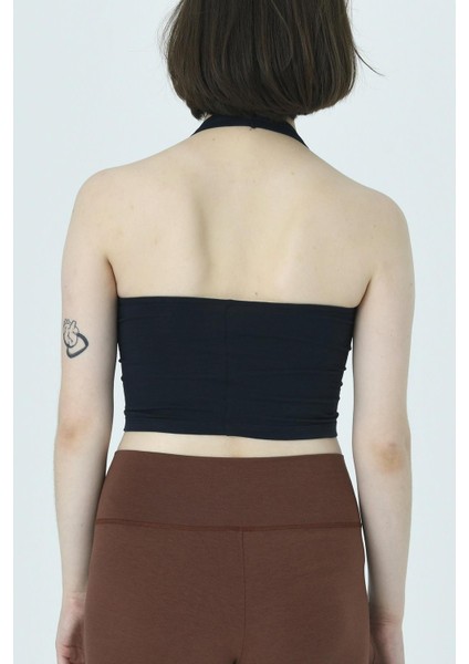 Örme Crop Body, Boyundan Bağlamalı - Lotus