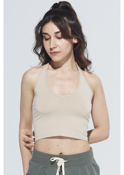 Örme Crop Body, Boyundan Bağlamalı - Lotus