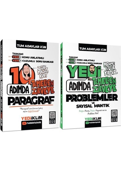Tüm Adaylar İçin 10 Adımda Paragraf ve 7 Adımda Problem Konu Anlatımlı Video Çözümlü Soru Bankası 2'li Set