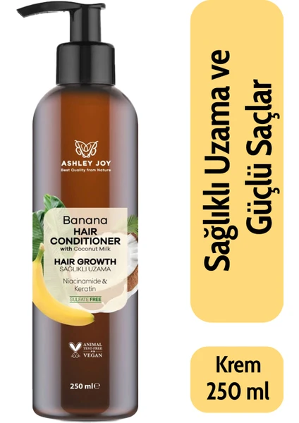 Ashley Joy Yavaş Uzayan Saçlara Özel Niacinamide Ve Vegan Keratin Içeren Banana Saç Kremi 250 ml