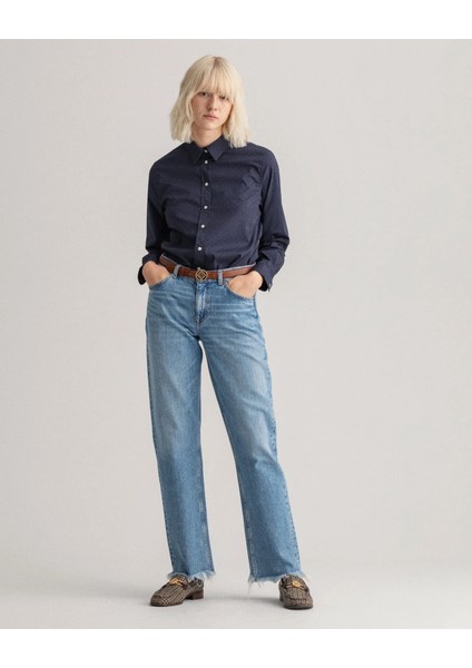 Kadın Lacivert Regular Fit Düğmeli Yaka Gömlek 4311220.433