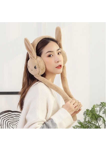 2pcs Winter Female Earmuffs Cute Will Move The Airbag Rabbit Ears Ear Protection (Yurt Dışından)