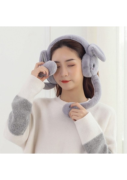 2pcs Winter Female Earmuffs Cute Will Move The Airbag Rabbit Ears Ear Protection (Yurt Dışından)