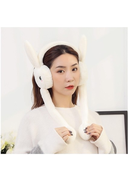 2pcs Winter Female Earmuffs Cute Will Move The Airbag Rabbit Ears Ear Protection (Yurt Dışından)