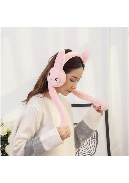 2pcs Winter Female Earmuffs Cute Will Move The Airbag Rabbit Ears Ear Protection (Yurt Dışından)