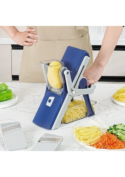 Mavi Çok Fonksiyonlu Mutfak Dilimleme Sebze Kesici Kıyıcı Patates Patates Kızartması Dilimleme Pişirme Gadge Paslanmaz Çelik Bıçak Aksesuarları (Yurt Dışından) fiyatları