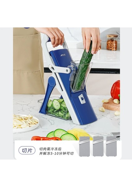 Mavi Çok Fonksiyonlu Mutfak Dilimleme Sebze Kesici Kıyıcı Patates Patates Kızartması Dilimleme Pişirme Gadge Paslanmaz Çelik Bıçak Aksesuarları (Yurt Dışından) modelleri