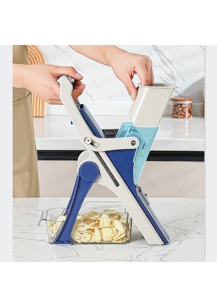 Mavi Çok Fonksiyonlu Mutfak Dilimleme Sebze Kesici Kıyıcı Patates Patates Kızartması Dilimleme Pişirme Gadge Paslanmaz Çelik Bıçak Aksesuarları (Yurt Dışından) indirimleri