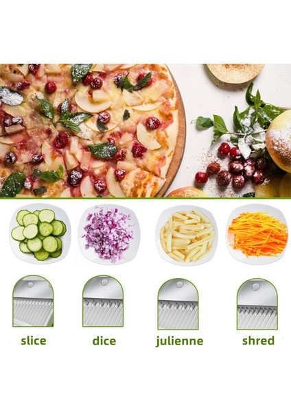 B Mavi Çok Fonksiyonlu Güvenli Mutfak Dilimleme Sebze Kesici Kıyıcı Meyve Salatası Dilimleme Aracı Et Rende 5 In 1 Gıda Parçalayıcı Mutfak Öğesi (Yurt Dışından)
